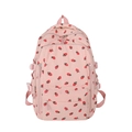 Sac à dos en velours côtelé rose clair à motif fraises avec boucles de réglage - Fraise Rose