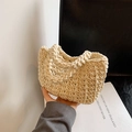 Borsa a secchiello intrecciata bianco crema fatta a mano con trama a spina di pesce - Bianco Sporco