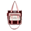 Minimalist red nylon crossbody bag with pink accents and multi-pocket design for women - Red