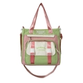 Three-color nylon crossbody bag in sage green and pink with adjustable shoulder strap - Green