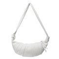 Minimalistische witte PU-lederen crossbodytas in croissantvorm met geplooid design - Wit