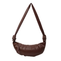 Bruine PU-lederen crossbodytas in croissant-stijl met geplooid ontwerp en brede geknoopte riem - Bruin