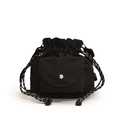 Sac seau minimaliste en tissu oxford noir avec cordon de serrage et poche à pression - Noir