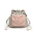 Sac bandoulière tendance en tissu Oxford gris avec poche rose et cordon de serrage - Gris