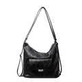 Borsa a tracolla chic in pelle PU nera trapuntata con chiusura argento e tracolla - Nero