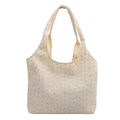 Borsa tote in tela color crema con pizzo floreale ricamato e doppi manici superiori - Bianco Sporco