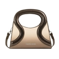 Borsa a tracolla in pelle PU sfumata con esclusivo manico marrone a forma di S - Marrone