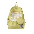 Sac à dos en nylon bicolore vert et beige pour femme avec breloque étoile et pochette - Jaune