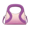 Borsa a mano sfumata rosa e viola in pelle PU con manico rotondo integrato da donna - Viola