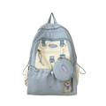 Sac à dos en nylon bleu clair et crème avec mini pochette assortie et breloque étoile - Bleu