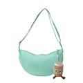 Mint green crescent crossbody bag with adjustable strap and plush coffee cup charm - With Charm / Green
