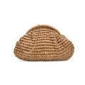 Sac bandoulière nuage en paille tressée beige naturel avec une chaîne dorée amovible - Kaki