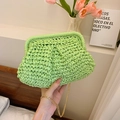 Mini sac bandoulière en paille tressée verte avec chaîne dorée pour femme et enfant - Grand / Vert