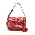 Bolso bandolera de cuero PU rojo brillante con detalle de lazo y correa ajustable - Rojo