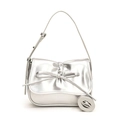 Bolso bandolera de cuero PU plateado metalizado con lazo y correas ajustables - Plateado