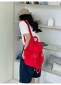 Leuchtend roter Nylon-Freizeitrucksack mit Klappverschluss und Metallschnalle für den Alltag - Rot