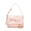 Bolso bandolera de cuero PU rosa con decoración de lazo y diseño plisado - Rosa