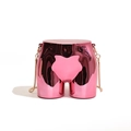 Pink metallic female torso shaped crossbody bag with elegant gold snake chain strap - Pink