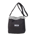 Bolso bandolera de lunares con encaje y perlas en un diseño minimalista de moda - Negro