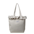Borsa tote minimalista bianca a pois con bordo a balze e manici in tela robusta - Bianco Sporco