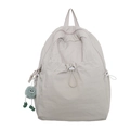 Mochila de nailon gris claro minimalista con cordón blanco y colgante de monstruo verde - Albaricoque
