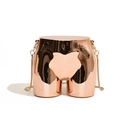 Artistic body silhouette crossbody bag in rose gold metallic finish with chain strap - Gold
