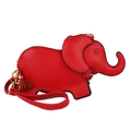 Red elephant shaped crossbody bag in litchi grain leather with golden hardware - Red