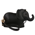 Creative black elephant-shaped crossbody bag featuring premium litchi grain leather texture - Black