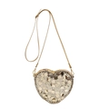 Chic heart-shaped crossbody bag featuring shimmering gold sequins and metallic strap - Gold