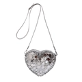 Sparkling silver heart-shaped sequin shoulder bag with adjustable strap for women - Silver