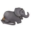 Creative gray elephant crossbody bag with litchi texture and gold hardware detail - Gray