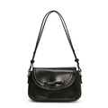 Sac bandoulière en similicuir noir brillant avec nœud décoratif pour femme - Noir