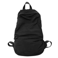 Zaino minimalista in nylon nero con trama stropicciata e pratico manico superiore - Nero
