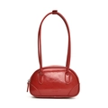 Minimalistische rote glänzende PU-Leder Schultertasche mit schlankem Design und Logo - Rot