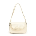 Borsa a tracolla minimalista in pelle PU beige con un dettaglio decorativo a fiocco - Bianco