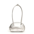 Metallisch silberne PU-Leder Schultertasche mit schlichtem Kurvendesign und Riemen - Silber