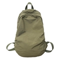 Zaino minimalista in nylon verde oliva con manico in fettuccia e trama stropicciata - Verde