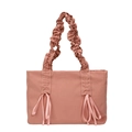 Minimalistische rosa Canvas-Tragetasche mit Rüschengriffen und eleganten Schleifenbändern - Einheitsgröße / Altrosa