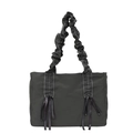 Minimalistische schwarze Canvas-Tasche mit Rüschengriffen und Schleifendetails - Einheitsgröße / Grau