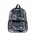 Zaino in PVC trasparente impermeabile con motivi a stelle colorate e tasche in rete nere - Taglia unica / Stella