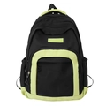 Sac à dos en nylon noir minimaliste avec détails vert fluo et poche avant en filet - Noir