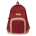 Sac bandoulière en nylon bordeaux avec bordure kaki et poche en filet respirant - Rouge