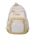 Sac à dos en maille nylon crème et jaune avec compartiments zippés et logo frontal - Poche zippée