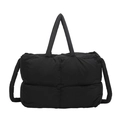 Borsa tote imbottita in nylon nero trapuntato con interno spazioso e manici robusti - Nero