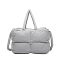Borsa tote trapuntata grigio chiaro con grande capacità e tracolla imbottita morbida - Grigio
