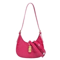 Sac hobo rose en relief crocodile pour femme avec un élégant fermoir rotatif doré chic - Rose rouge