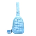 Quilted light blue puffer crossbody bag in lightweight nylon with adjustable strap - Blue
