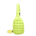 Quilted nylon crossbody bag in neon yellow with adjustable strap and dual zippers - Green