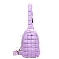 Quilted lavender nylon crossbody bag for women with adjustable strap and puffed design - Purple