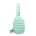 Quilted nylon crossbody bag in mint green finish with adjustable shoulder strap - Aqua Blue
